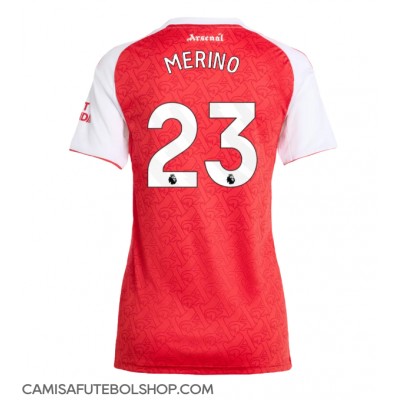 Camisa de time de futebol Arsenal Mikel Merino #23 Replicas 1º Equipamento Feminina 2025-26 Manga Curta Camisa de time de futebol Arsenal Mikel Merino #23 Replicas 1º Equipamento Feminina 2025-26 Manga Curta